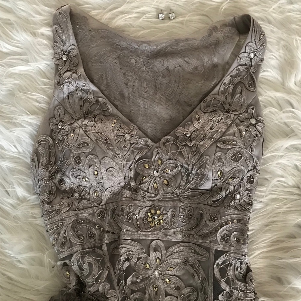 Beautifully Detailed Silver Evening Gown